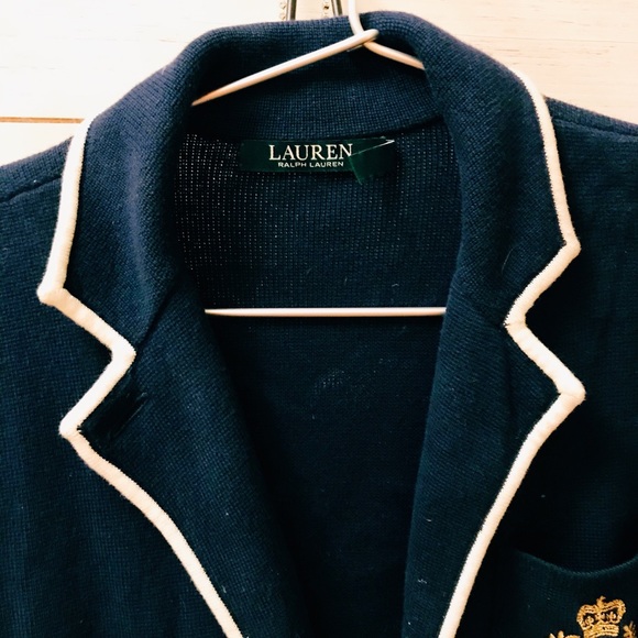 Ralph Lauren Navy Blue and Gold Blazer - Picture 2 of 3